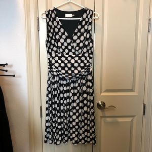 Eliza J black and cream polka dotted dress